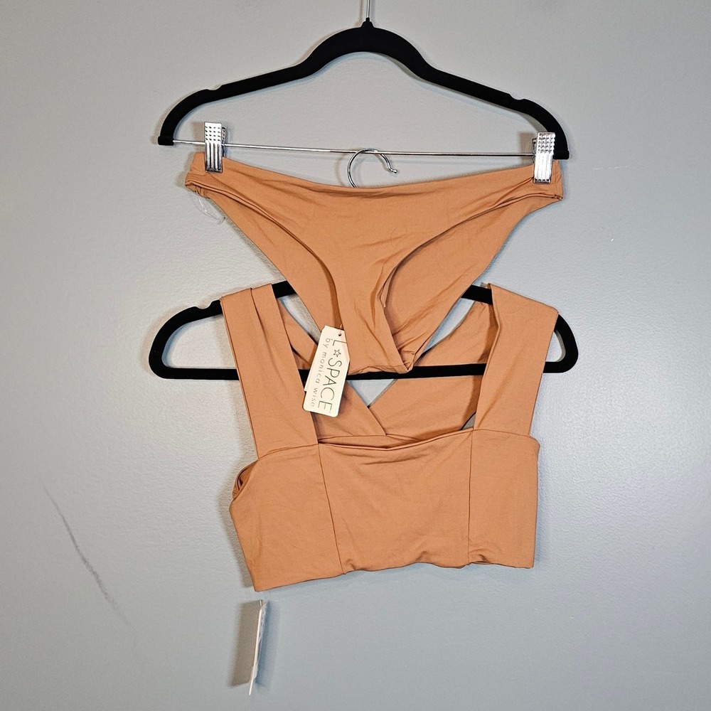NWT L Space Women's Parker Top and Sandy Bottoms Bikini‎ Camel Size M
